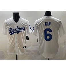 Men Los Angeles Dodgers 6 Hyeseong Kim White Cool Base Stitched Baseball Jersey Men Los Angeles Dodgers 6 Hyeseong Kim White Cool Base Stitched Baseball Jersey