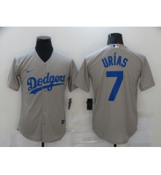 Men Los Angeles Dodgers 7 Julio Urias Gray 2020 Nike Cool Base Jersey