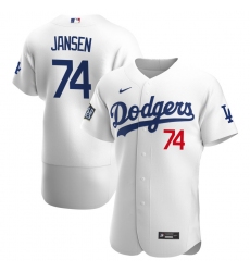 Men Los Angeles Dodgers 74 Kenley Jansen Men Nike White Home 2020 World Series Bound Flex Base Player MLB Jersey