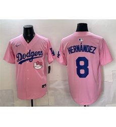 Men Los Angeles Dodgers  8 Enrique Hernandez Pink 2025 Hello Kitty Vapor Limited Stitched Baseball Jersey
