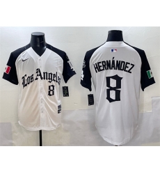 Men Los Angeles Dodgers 8 Enrique Hernandez White Black Mexico 2025 LA Gothic Style With Fernando Patch Vapor Premier Limited Stitched Baseball Jersey Men Los Angeles Dodgers 8 Enrique Hernandez White Black Mexico 2025 LA Gothic Style With Fernando Patch Vapor Premier Limited Stitched Baseball Jersey