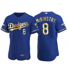 Men Los Angeles Dodgers 8 Zach McKinstry Men Nike Authentic 2021 Gold Program World Series Champions MLB Jersey Royal