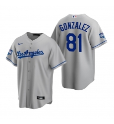 Men Los Angeles Dodgers 81 Victor Gonzalez Gray 2020 World Series Champions Replica Jersey