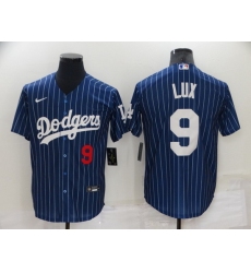 Men Los Angeles Dodgers 9 Gavin Lux Navy Cool Base Stitched Jerseys