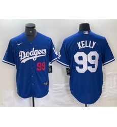 Men Los Angeles Dodgers 99 Joe Kelly Blue City Connect Cool Base Stitched Baseball Jersey 7
