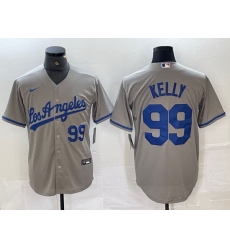 Men Los Angeles Dodgers 99 Joe Kelly Grey Stitched Jersey 4