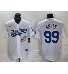 Men Los Angeles Dodgers 99 Joe Kelly White Cool Base Stitched Baseball Jersey 9