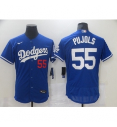 Men Los Angeles Dodgers Albert Pujols 55 Blue Nike Road Flex Base Authentic Collection Baseball Jersey