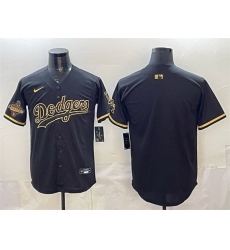 Men Los Angeles Dodgers Blank Black Gold 2025 World Series Champions Patch Limited Stitched Baseball Jersey