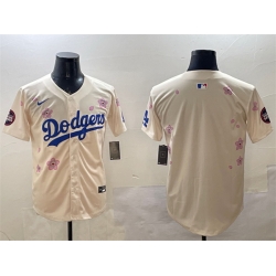 Men Los Angeles Dodgers Blank Cream 2025 Tokyo Series Limited Stitched Baseball Jersey