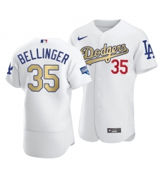 Men Los Angeles Dodgers Cody Bellinger 35 2021 Gold Program Patch Authentic Jersey White