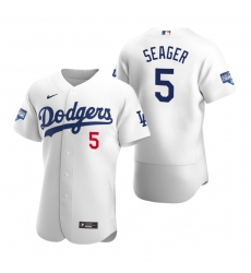Men Los Angeles Dodgers Corey Seager White 2020 World Series Champions Flex Base Jersey