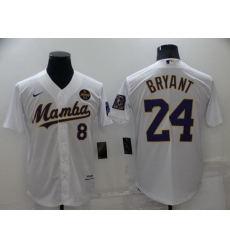 Men Los Angeles Dodgers Front 8 Back 24 Kobe Bryant  Mamba White Cool Base Stitched jersey