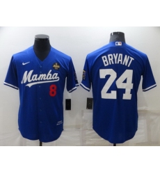 Men Los Angeles Dodgers Front 8 Back 24 Kobe Bryant Royal Mamba Throwback With KB Patch Cool Base Stitched jersey