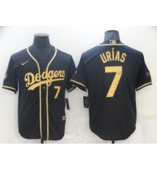 Men Los Angeles Dodgers Julio Urias 7 Black Gold MLB Stitched Jersey