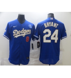 Men Los Angeles Dodgers Kobe Bryant 8 24 Championship Gold Trim Blue Limited All Stitched Flex Base Jersey