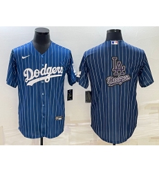 Men Los Angeles Dodgers Navy Team Big Logo Cool Base Stitched Baseball Jersey