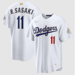 Men Los Angeles Dodgers Roki Sasaki Nike White 2026 Gold Collection Stadium Jersey