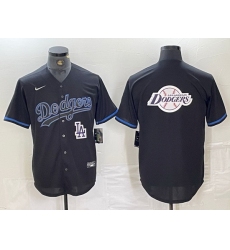 Men Los Angeles Dodgers Team Big Logo Black Cool Base Stitched Baseball Jersey 5
