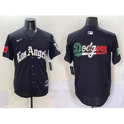 Men Los Angeles Dodgers Team Big Logo Black Mexico 2025 LA Gothic Style With Fernando Patch Vapor Premier Limited Stitched Baseball Jersey 004