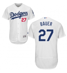 Men Los Angeles Dodgers Trevor Bauer White Flex Base Jersey