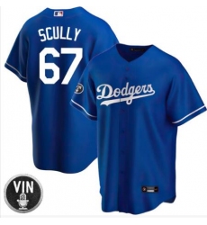Men Nike Los Angeles Dodgers 67 Vin Scully Blue Cool Base Stitched MLB Jersey