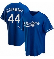 Men Nike Los Angeles Dodgers Darryl Strawberry #44 Blue Cool Base Stitched MLB Jersey