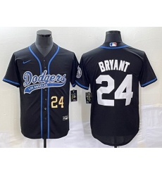 Men's Los Angeles Dodgers #24 Kobe Bryant Number Black With Patch Cool Base Stitched Baseball Jersey