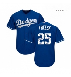 Mens Los Angeles Dodgers 25 David Freese Authentic Royal Blue Team Logo Fashion Cool Base Baseball Jersey 