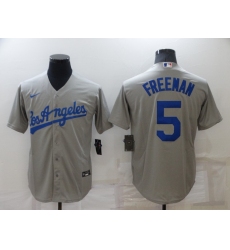 Men's Los Angeles Dodgers #5 Freddie Freeman Grey Stitched MLB Cool Base Nike Jersey