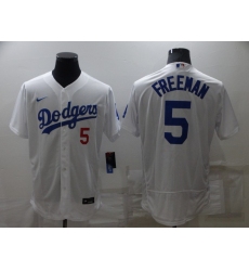 Men's Los Angeles Dodgers #5 Freddie Freeman White Flex Base Stitched Jersey
