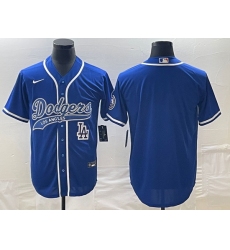 Men's Los Angeles Dodgers Blue Blank With Patch Cool Base Stitched Baseball Jerseys