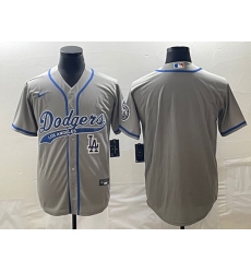 Men's Los Angeles Dodgers Grey Blank With Patch Cool Base Stitched Baseball Jersey