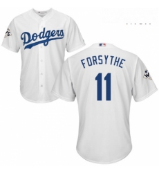 Mens Majestic Los Angeles Dodgers 11 Logan Forsythe Replica White Home 2017 World Series Bound Cool Base MLB Jersey 