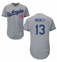 Mens Majestic Los Angeles Dodgers 13 Max Muncy Grey Road Flex Base Authentic Collection MLB Jersey