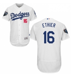 Mens Majestic Los Angeles Dodgers 16 Andre Ethier White Home Flex Base Authentic Collection 2018 World Series Jersey