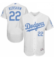 Mens Majestic Los Angeles Dodgers 22 Clayton Kershaw Authentic White 2016 Fathers Day Fashion Flex Base Jersey