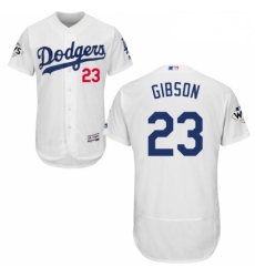 Mens Majestic Los Angeles Dodgers 23 Kirk Gibson Authentic White Home 2017 World Series Bound Flex Base Jersey