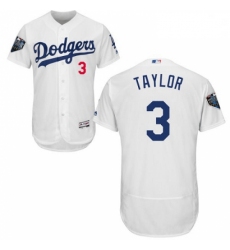 Mens Majestic Los Angeles Dodgers 3 Chris Taylor White Home Flex Base Authentic Collection 2018 World Series Jersey