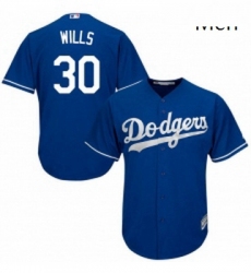 Mens Majestic Los Angeles Dodgers 30 Maury Wills Authentic Royal Blue Alternate Cool Base MLB Jersey