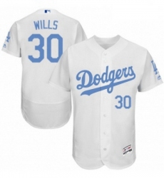 Mens Majestic Los Angeles Dodgers 30 Maury Wills Authentic White 2016 Fathers Day Fashion Flex Base Jersey 