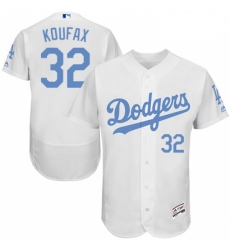 Mens Majestic Los Angeles Dodgers 32 Sandy Koufax Authentic White 2016 Fathers Day Fashion Flex Base Jersey