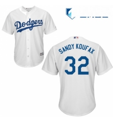 Mens Majestic Los Angeles Dodgers 32 Sandy Koufax Replica White Home Cool Base MLB Jersey