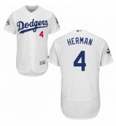 Mens Majestic Los Angeles Dodgers 4 Babe Herman Authentic White Home 2017 World Series Bound Flex Base Jersey