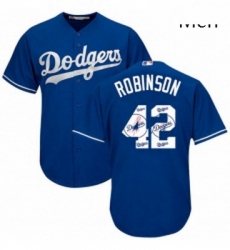 Mens Majestic Los Angeles Dodgers 42 Jackie Robinson Authentic Royal Blue Team Logo Fashion Cool Base MLB Jersey