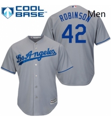 Mens Majestic Los Angeles Dodgers 42 Jackie Robinson Replica Grey Road Cool Base MLB Jersey