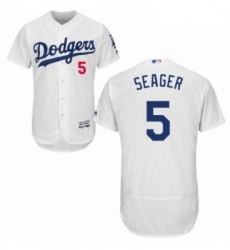 Mens Majestic Los Angeles Dodgers 5 Corey Seager White Home Flex Base Authentic Collection MLB Jersey
