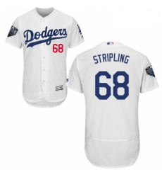 Mens Majestic Los Angeles Dodgers 68 Ross Stripling White Home Flex Base Authentic Collection 2018 World Series Jersey