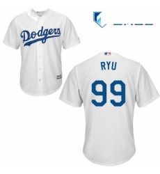 Mens Majestic Los Angeles Dodgers 99 Hyun Jin Ryu Replica White Home Cool Base MLB Jersey