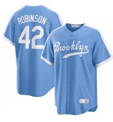 Mens Mitchell and Ness Los Angeles Dodgers 42 Jackie Robinson Replica Light Blue Throwback MLB Stitched Jersey